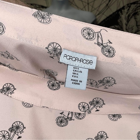 PARAPHRASE Light Pink Short Sleeve Tunic Style Blouse With Bicycles Size L - Picture 3 of 4